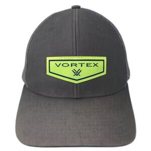 Vortex Trucker Hat Gray Yellow One Size Snapback Mesh Logo Patch Adjustable Hat